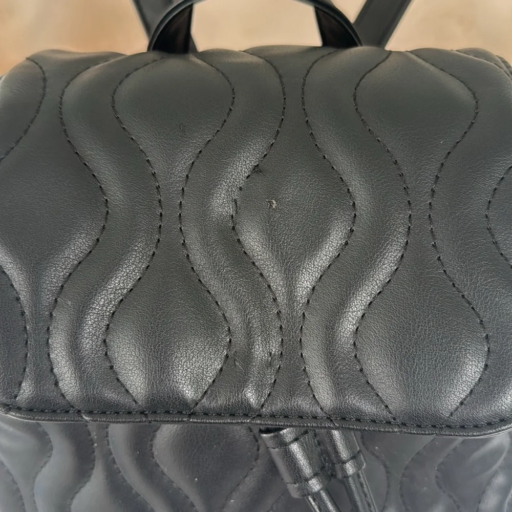 Alexis Bendel black quilted vegan leather adjustable backpack